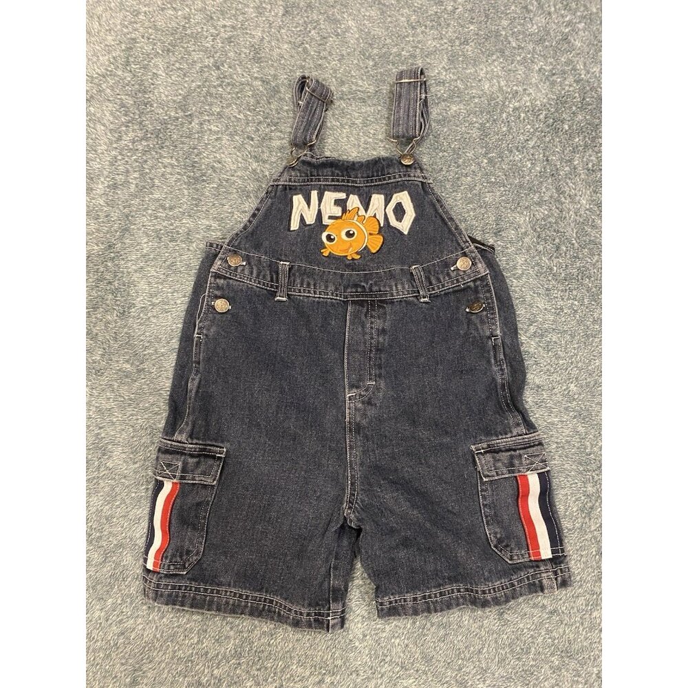 Vintage Finding Nemo Overalls Shortalls Size 5T Fish